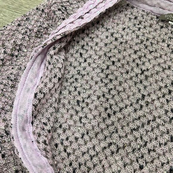 Vintage Y2K Lilac Purple Sequined Tie Front Cardigan Sweater Top - Picture 9 of 9